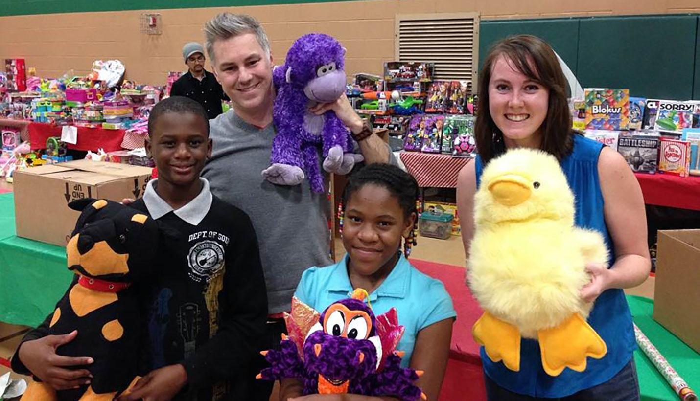 Brandon Townsend and Natalie Cook with two new friends who got holiday presents early! Not pictured: Robert Hill, Wendy Dunnam Tita, Matt Bruce, Casey England and Elizabeth Slyziuk. - 