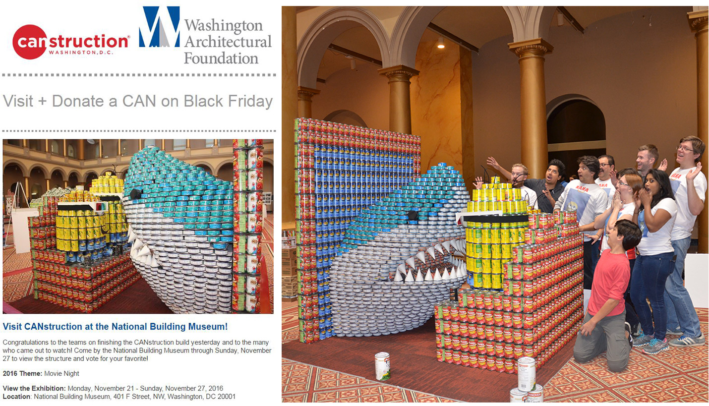 The Page entry into the CANstruction design competion to combat food insecurity was featured on the front of the Washington DC AIA eNewsletter. - 