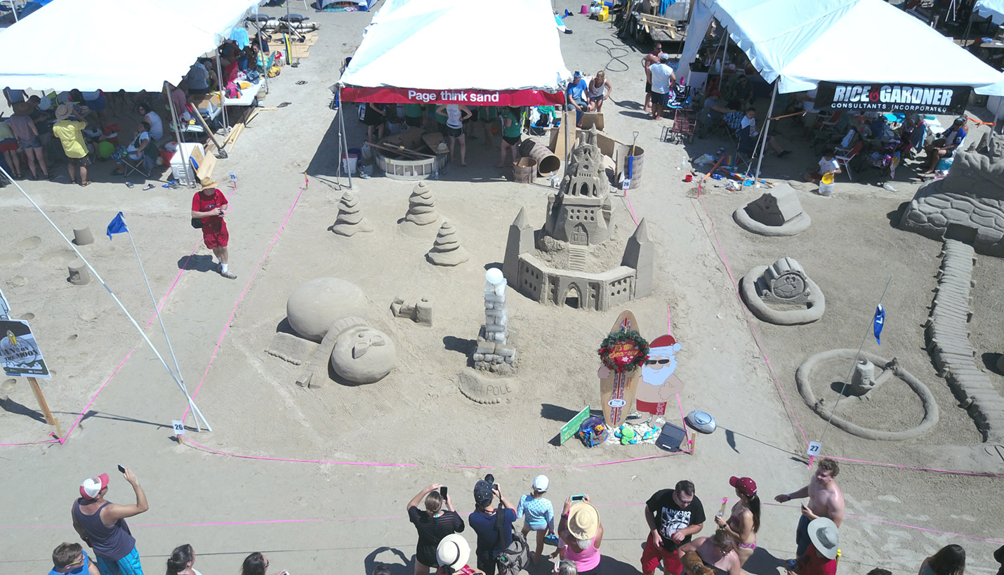 The 2017 AIA Houston Sandcastle Design Challenge in full swing. - 