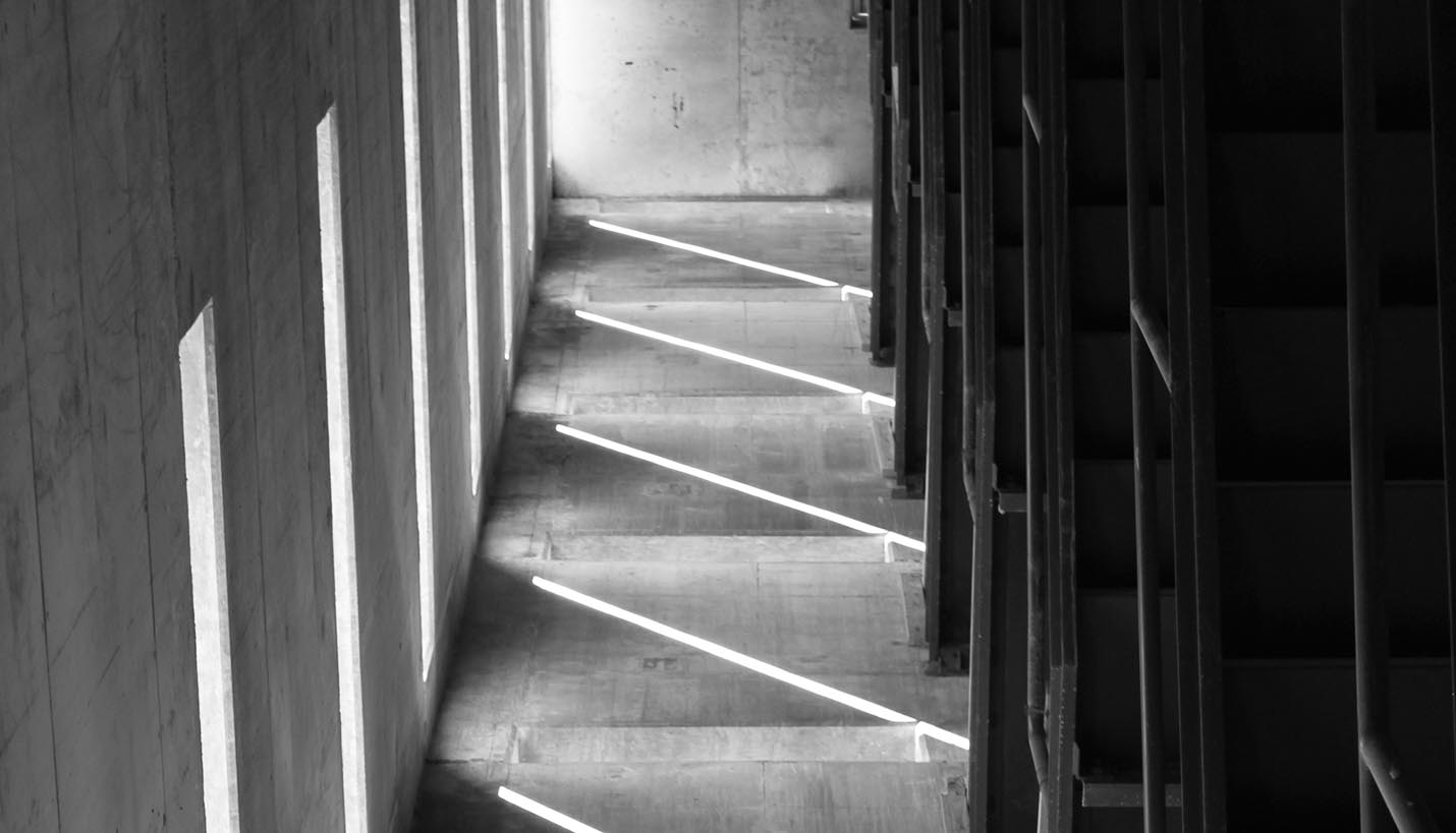 A beautiful picture of the stairwell at @2400nueces either way you turn it. #pageobserves #austin #architecture #design #bwphotography - Page Senior Associate Bob Stapleton