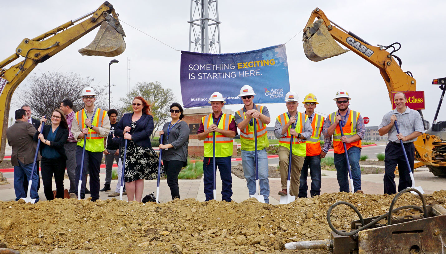 Pagers Jennifer Woods (far left) and Franklyn King (far right) attended the groundbreaking. - 