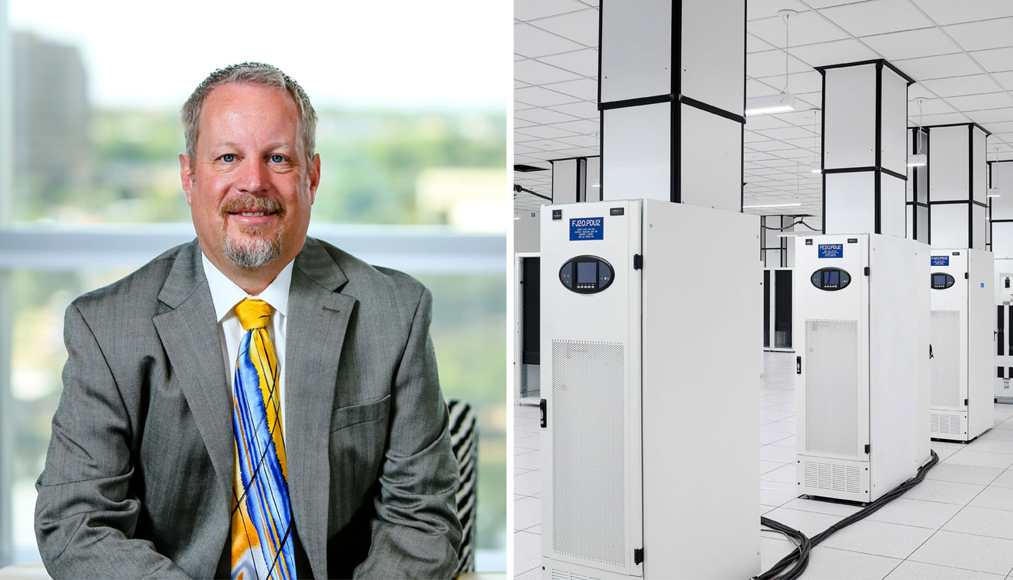 Andy Baxter and a data center for which he designed significant sustainability features. - Page