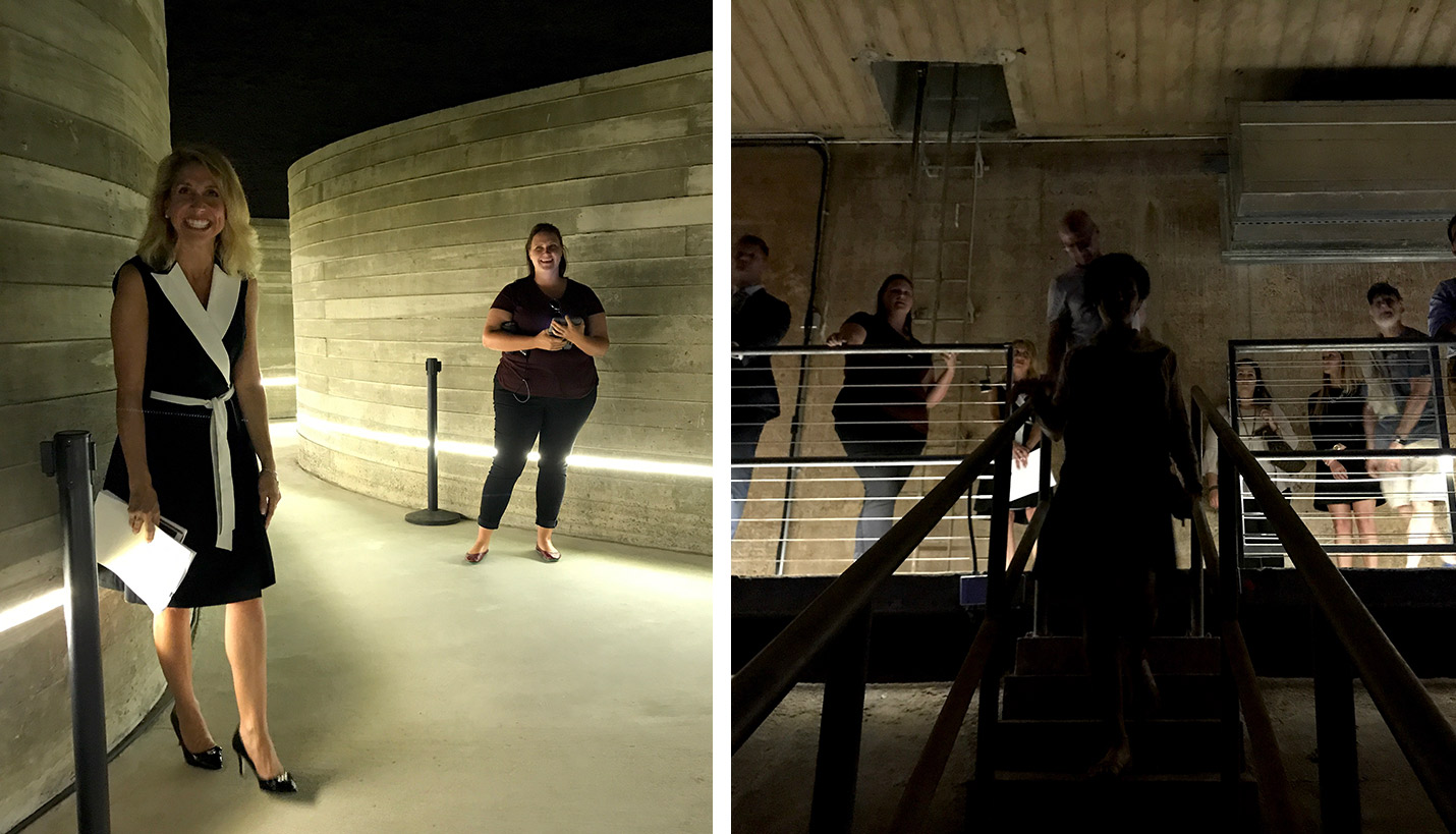 Pager Melanie Starman Bash (left) led a tour of The Cistern, a repurposed historic drinking water utility. - Page
