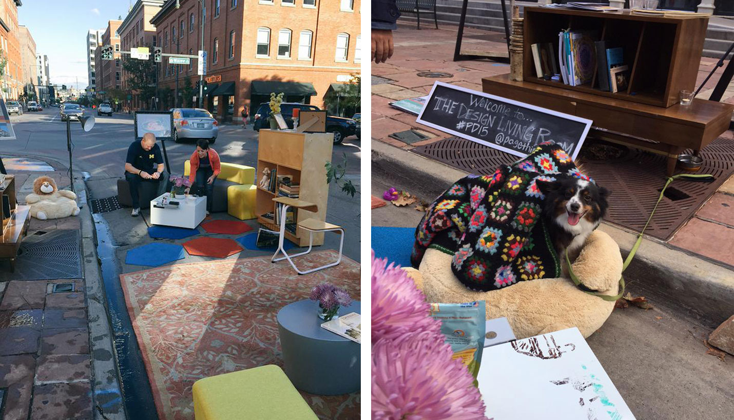 Page and Knoll collaborate on a design living room for Denver Parking Day 2015 - 