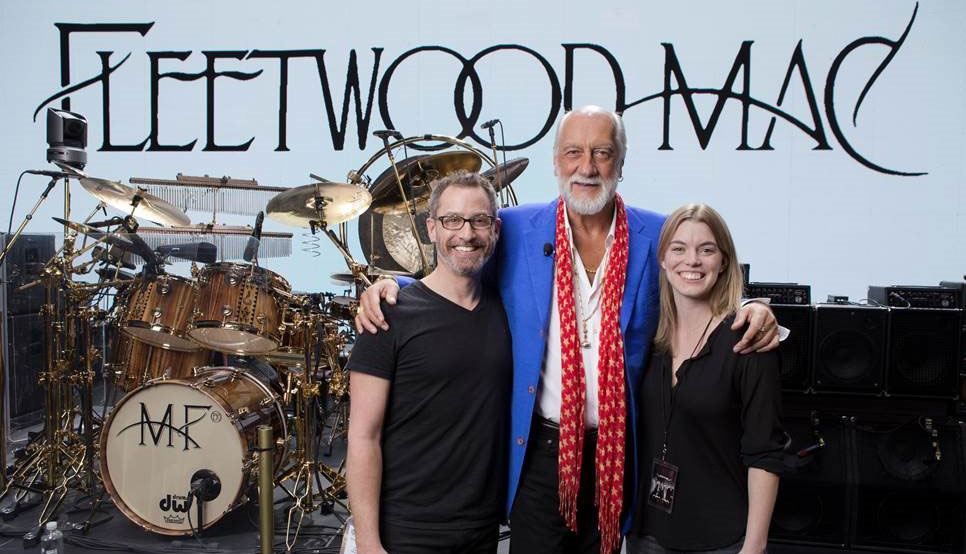 Steve Rinkov (left), Mick Fleetwood and Page designer Kate Dibble during the band's 2015 "On With The Show" tour. - 