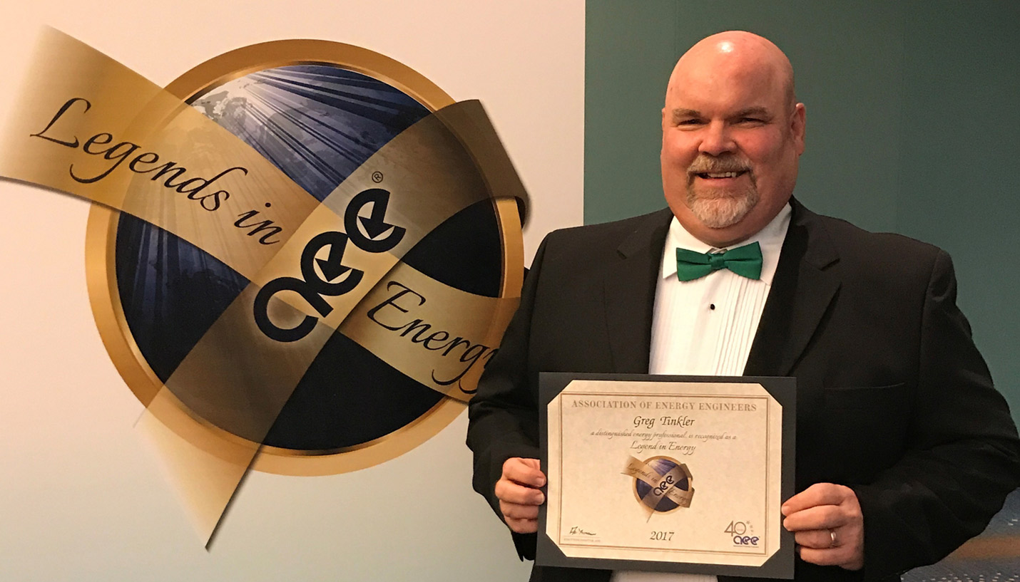Greg Tinkler, CGD and Page Senior Associate / Senior Project Manager, was recognized with a "Legend in Energy of the Year" award from the Association of Energy Engineers (AEE). - Catherine Tinkler