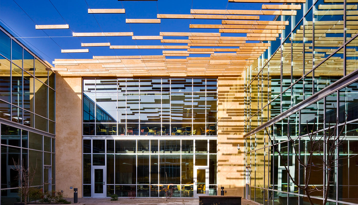 The suspended shading system resulted from a mostly design/build process between Page and Enterprise Builders Corp. though the placement of the slats was integral to the system’s effectiveness. - Patrick Coulie Photography