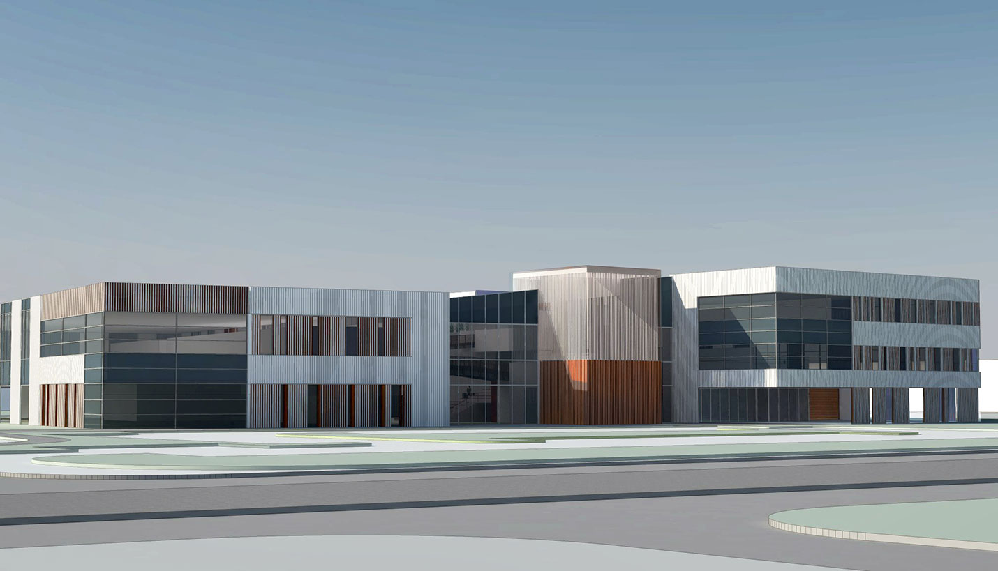 Rendering of the design for the new HISD High School for Law & Justice. - Page / DLR Group