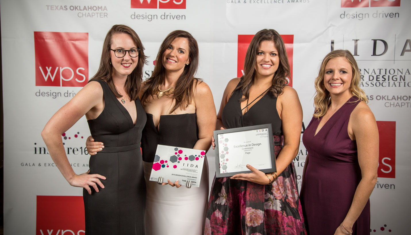 Members of Page Interior Design team Natalie Cook, Kate  Schneider and Jessie Twaddle accepted the  award. - 