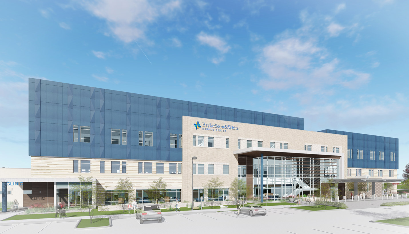 Rendering of full service Baylor Scott & White Hospital in Pflugerville, Texas. - Page