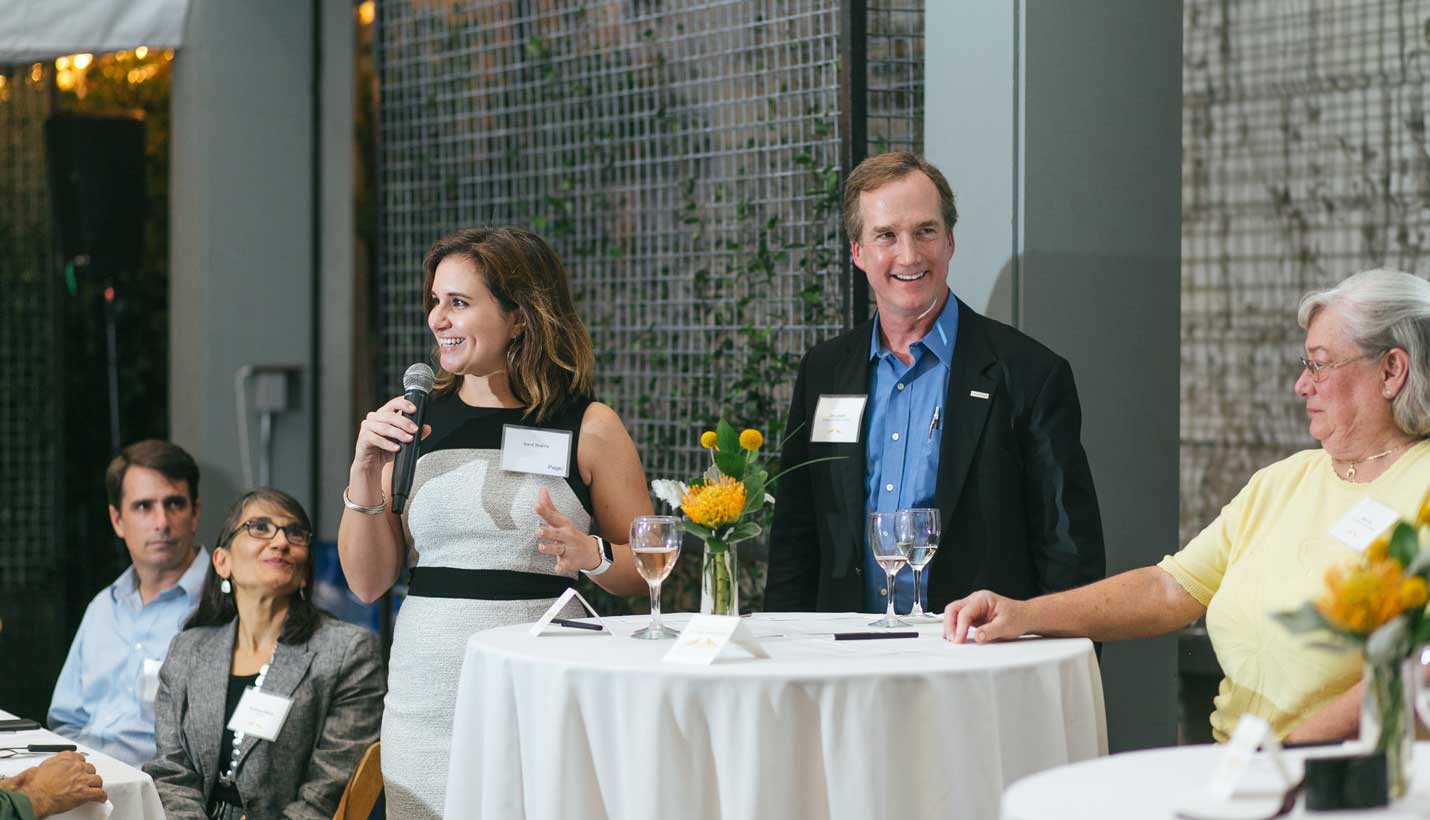 Conversations in the Garden Co-founder Sara Ibarra with panelist Jim Leach, Vice President of RagingWire. - 