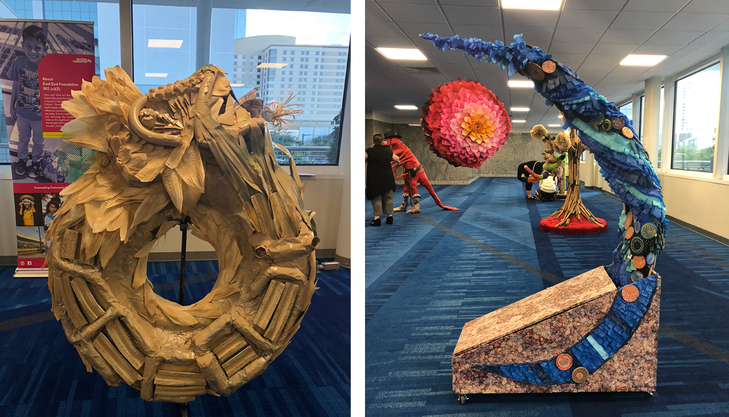 Piñata-inspired sculptures are on display at the George R. Brown Convention Center, Second Level, Hall A, through June 6, 2018. - East End Foundation
