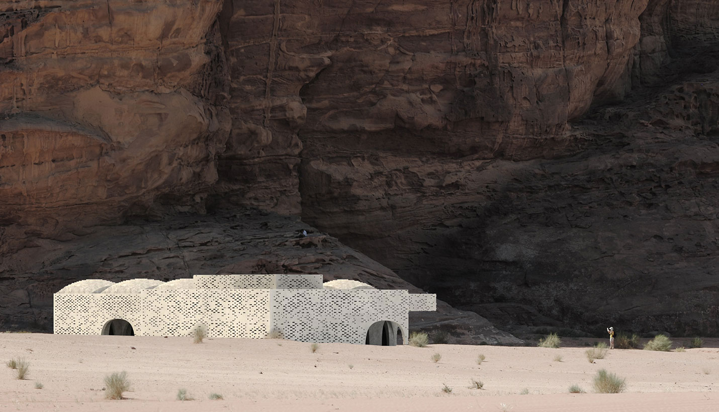 Exterior of spa bath in the desert of Wadi Rum, Jordan - Ricardo Munoz