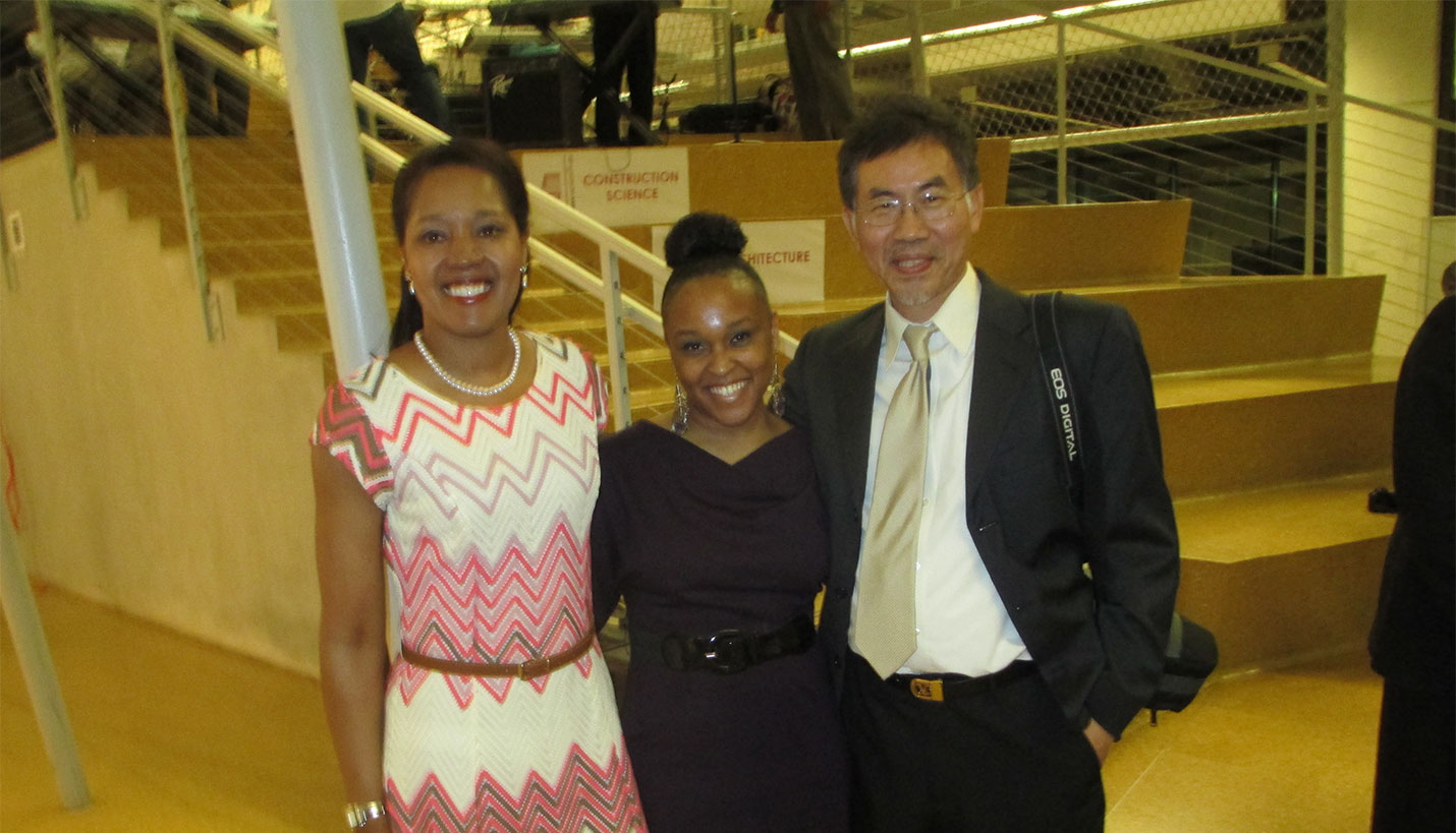 Trinisha, center, with and Ms. Sonja Hackney and Dr. Yunsik Song. - 