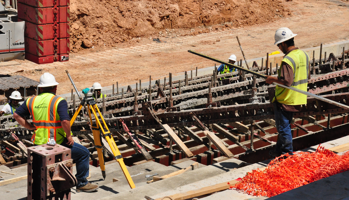 Beneath The Walls: The seat platform of the lower bowl was formed using an intricate rigging system that will not be evident once construction is completed. (07/25/2014) - Page