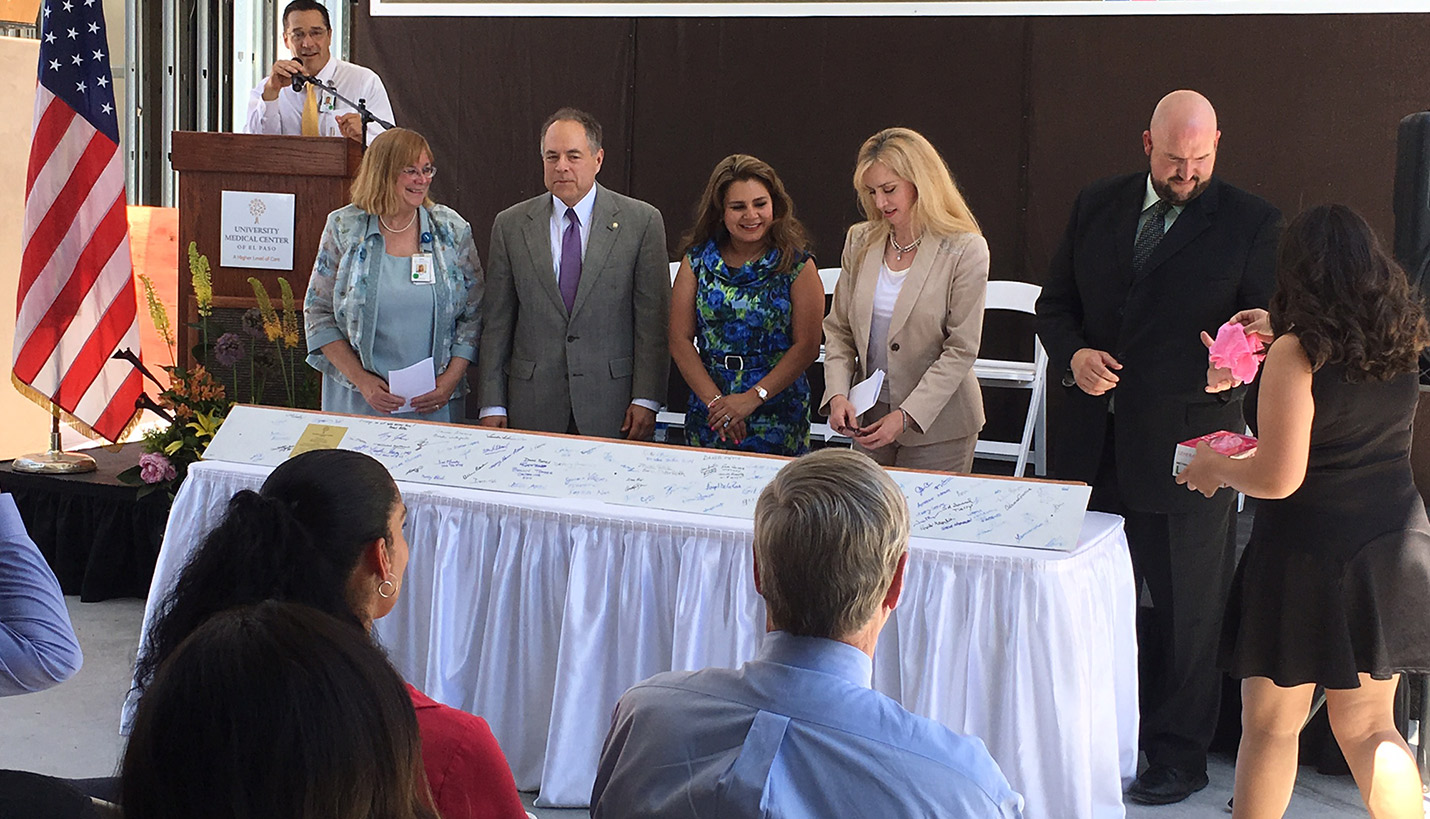 Leaders from University Medical Center of El Paso, local officials and project members attended the ceremonial topping out. - Page