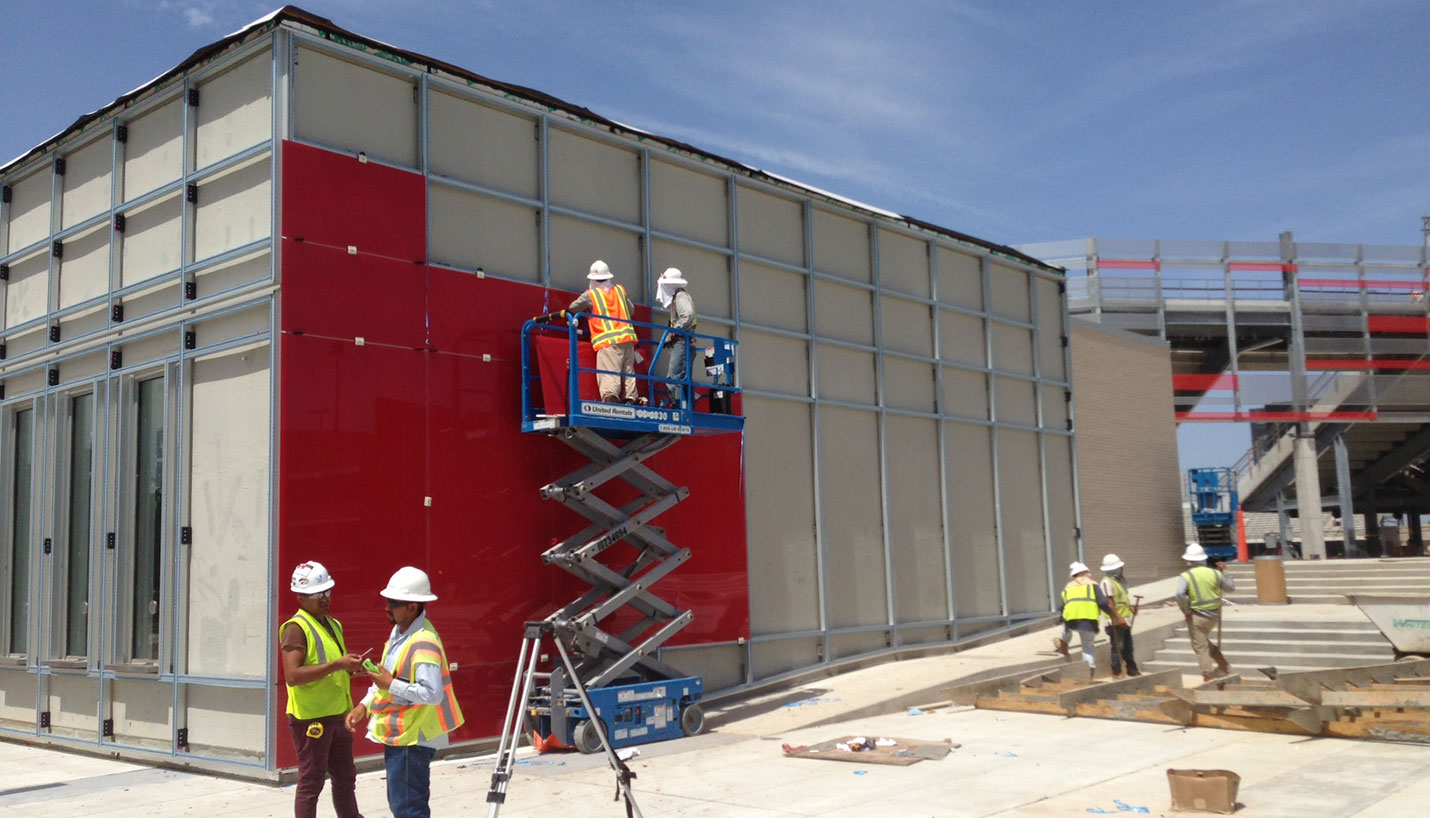 Keeping Houston Red: Installation process of back-painted red glass panels. (08/18/2014) - Page