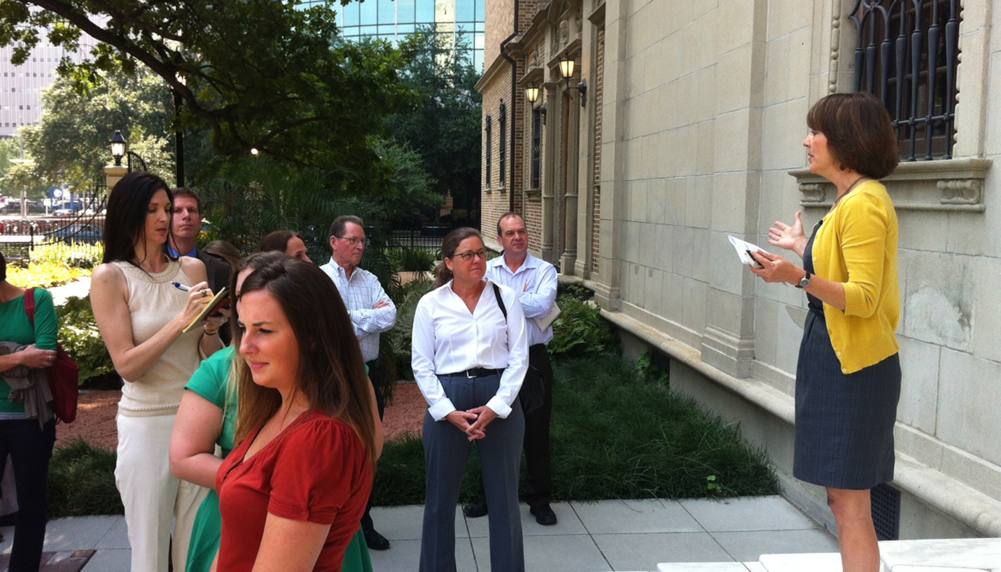 Wendy Heger leads a tour of the Julia Ideson Building. - Page